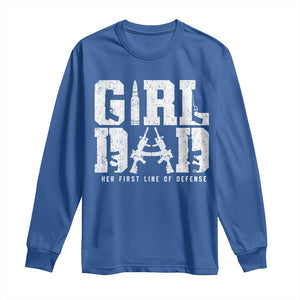 Girl Dad Long Sleeve Shirt Vintage Her First Line Of Defense Gun Lovers Fathers Day