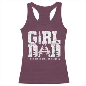 Girl Dad Racerback Tank Top Vintage Her First Line Of Defense Gun Lovers Fathers Day