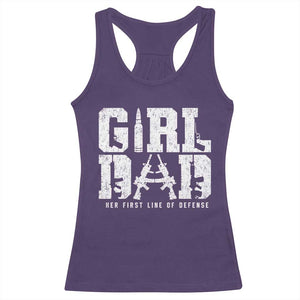 Girl Dad Racerback Tank Top Vintage Her First Line Of Defense Gun Lovers Fathers Day