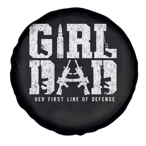 Girl Dad Spare Tire Cover Vintage Her First Line Of Defense Gun Lovers Fathers Day