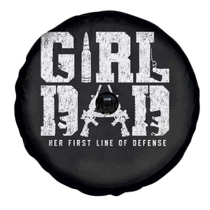 Girl Dad Spare Tire Cover Vintage Her First Line Of Defense Gun Lovers Fathers Day