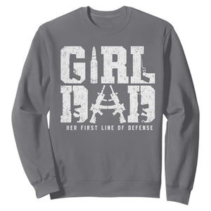 Girl Dad Sweatshirt Vintage Her First Line Of Defense Gun Lovers Fathers Day