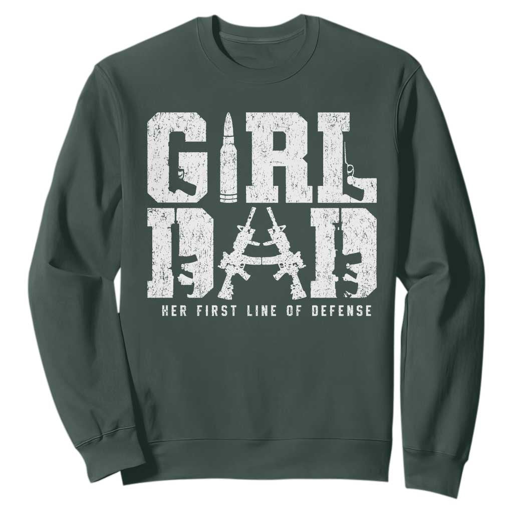 Girl Dad Sweatshirt Vintage Her First Line Of Defense Gun Lovers Fathers Day