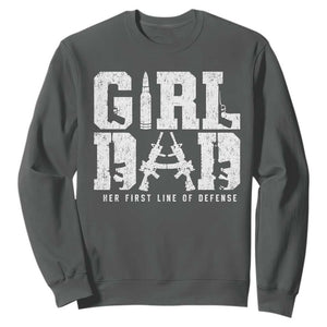 Girl Dad Sweatshirt Vintage Her First Line Of Defense Gun Lovers Fathers Day