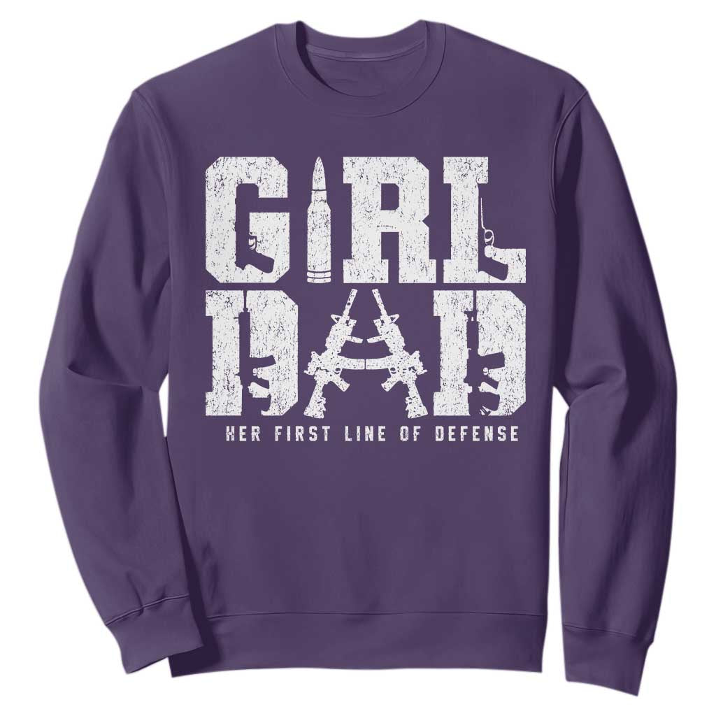 Girl Dad Sweatshirt Vintage Her First Line Of Defense Gun Lovers Fathers Day