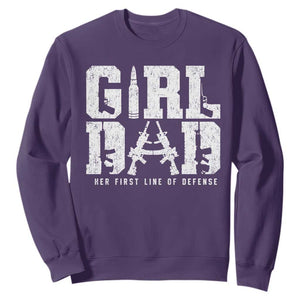 Girl Dad Sweatshirt Vintage Her First Line Of Defense Gun Lovers Fathers Day