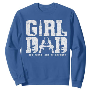 Girl Dad Sweatshirt Vintage Her First Line Of Defense Gun Lovers Fathers Day