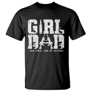 Girl Dad T Shirt Vintage Her First Line Of Defense Gun Lovers Fathers Day