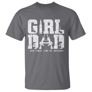 Girl Dad T Shirt Vintage Her First Line Of Defense Gun Lovers Fathers Day