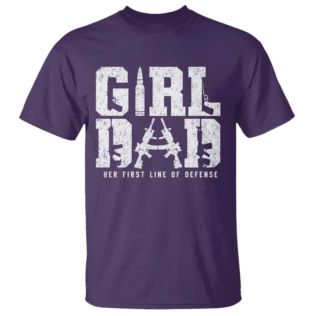 Girl Dad T Shirt Vintage Her First Line Of Defense Gun Lovers Fathers Day
