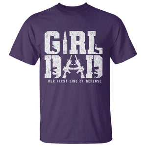 Girl Dad T Shirt Vintage Her First Line Of Defense Gun Lovers Fathers Day