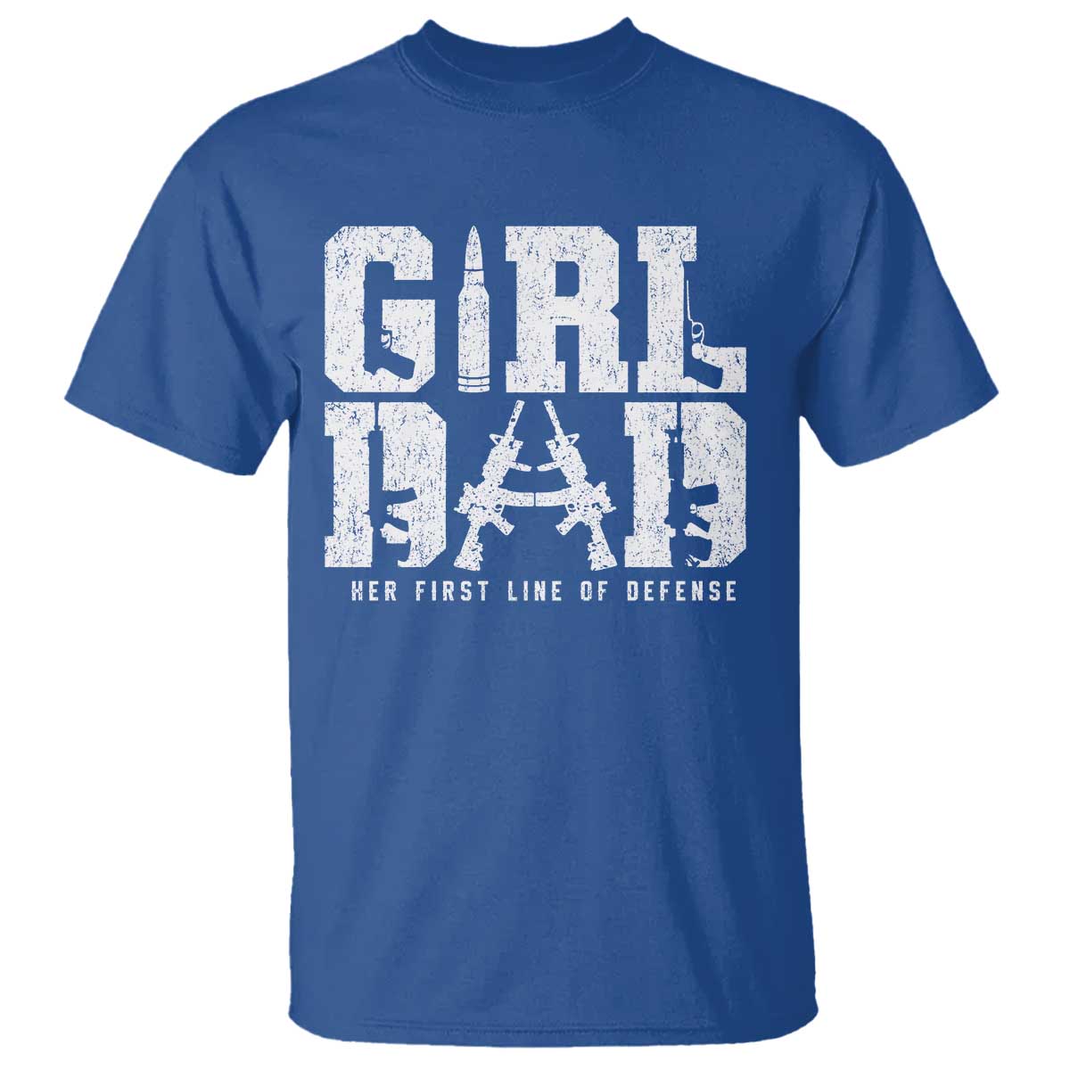 Girl Dad T Shirt Vintage Her First Line Of Defense Gun Lovers Fathers Day