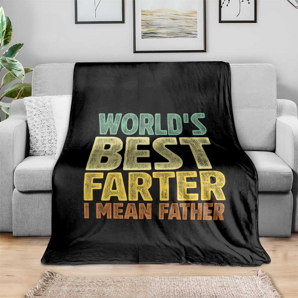 Retro World's Best Farter I Mean Father Throw Blanket Gag Gift Birthday Husband Dad Fathers Day
