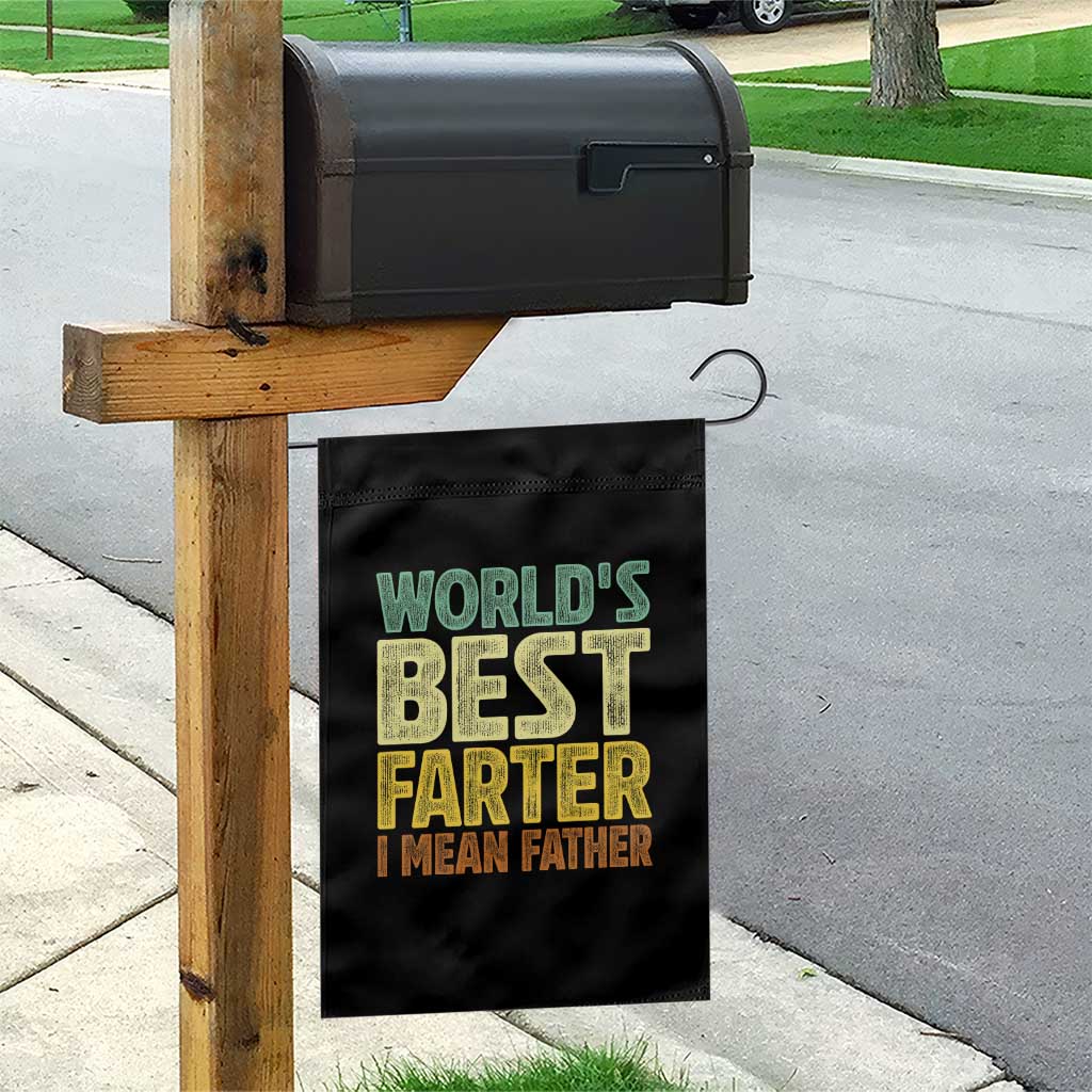 Retro World's Best Farter I Mean Father Garden Flag Gag Gift Birthday Husband Dad Fathers Day
