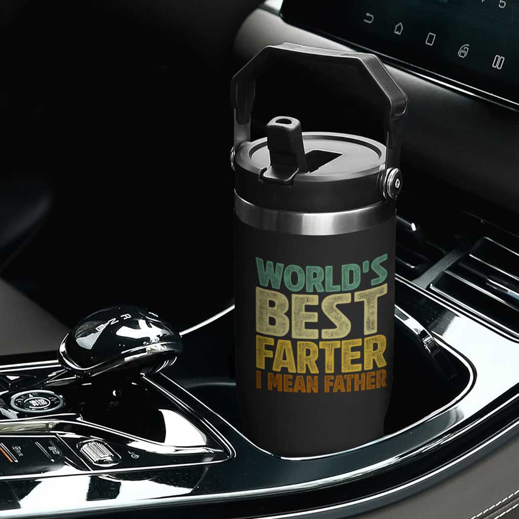 Retro World's Best Farter I Mean Father Flip Straw Tumbler Gag Gift Birthday Husband Dad Fathers Day