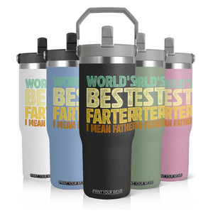 Retro World's Best Farter I Mean Father Flip Straw Tumbler Gag Gift Birthday Husband Dad Fathers Day