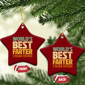 Retro World's Best Farter I Mean Father Ceramic Ornament Gag Gift Birthday Husband Dad Fathers Day