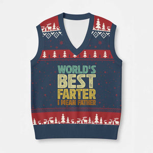 Retro World's Best Farter I Mean Father V-Neck Knit Sweater Vest Gag Gift Birthday Husband Dad Fathers Day
