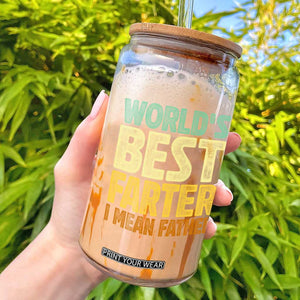 Retro World's Best Farter I Mean Father Glass Can Gag Gift Birthday Husband Dad Fathers Day