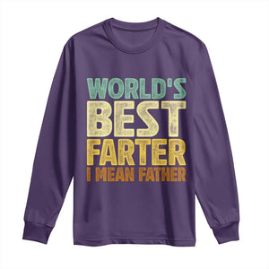 Retro World's Best Farter I Mean Father Long Sleeve Shirt Gag Gift Birthday Husband Dad Fathers Day