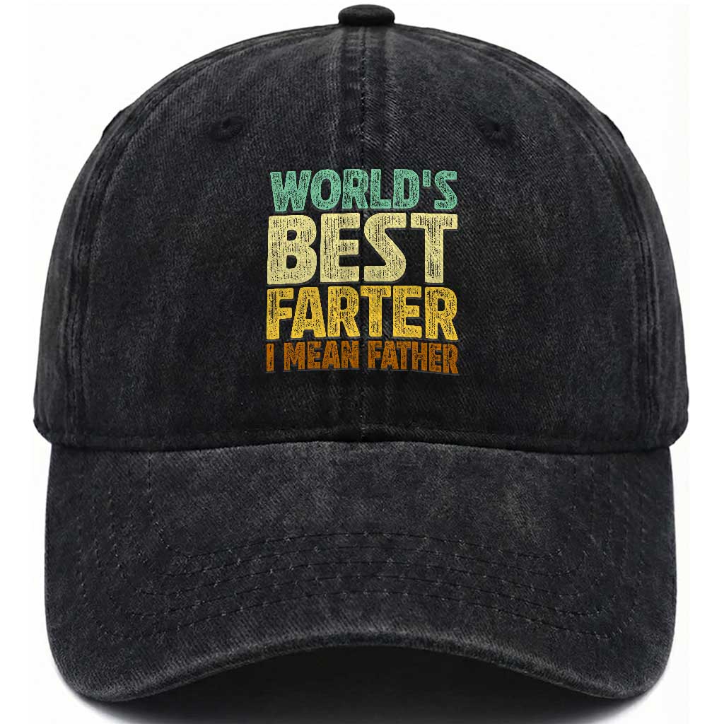 Retro World's Best Farter I Mean Father Washed Cotton Baseball Cap Gag Gift Birthday Husband Dad Fathers Day TS10 Print Your Wear