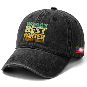 Retro World's Best Farter I Mean Father Washed Cotton Baseball Cap Gag Gift Birthday Husband Dad Fathers Day