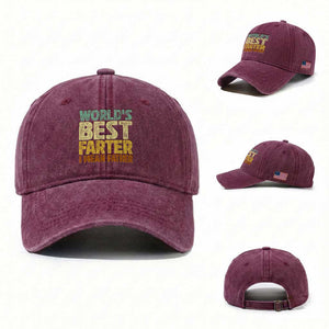 Retro World's Best Farter I Mean Father Washed Cotton Baseball Cap Gag Gift Birthday Husband Dad Fathers Day