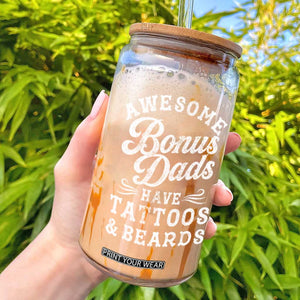 Funny Stepdad Glass Can Awesome Bonus Dads Have Tattoos And Beards