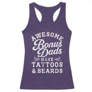 Funny Stepdad Racerback Tank Top Awesome Bonus Dads Have Tattoos And Beards TS10 Purple Print Your Wear