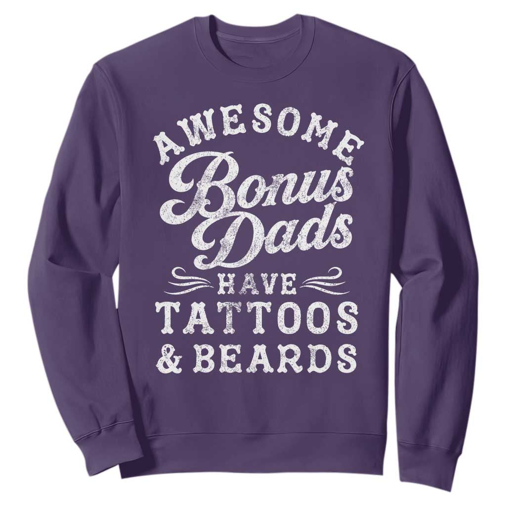Funny Stepdad Sweatshirt Awesome Bonus Dads Have Tattoos And Beards