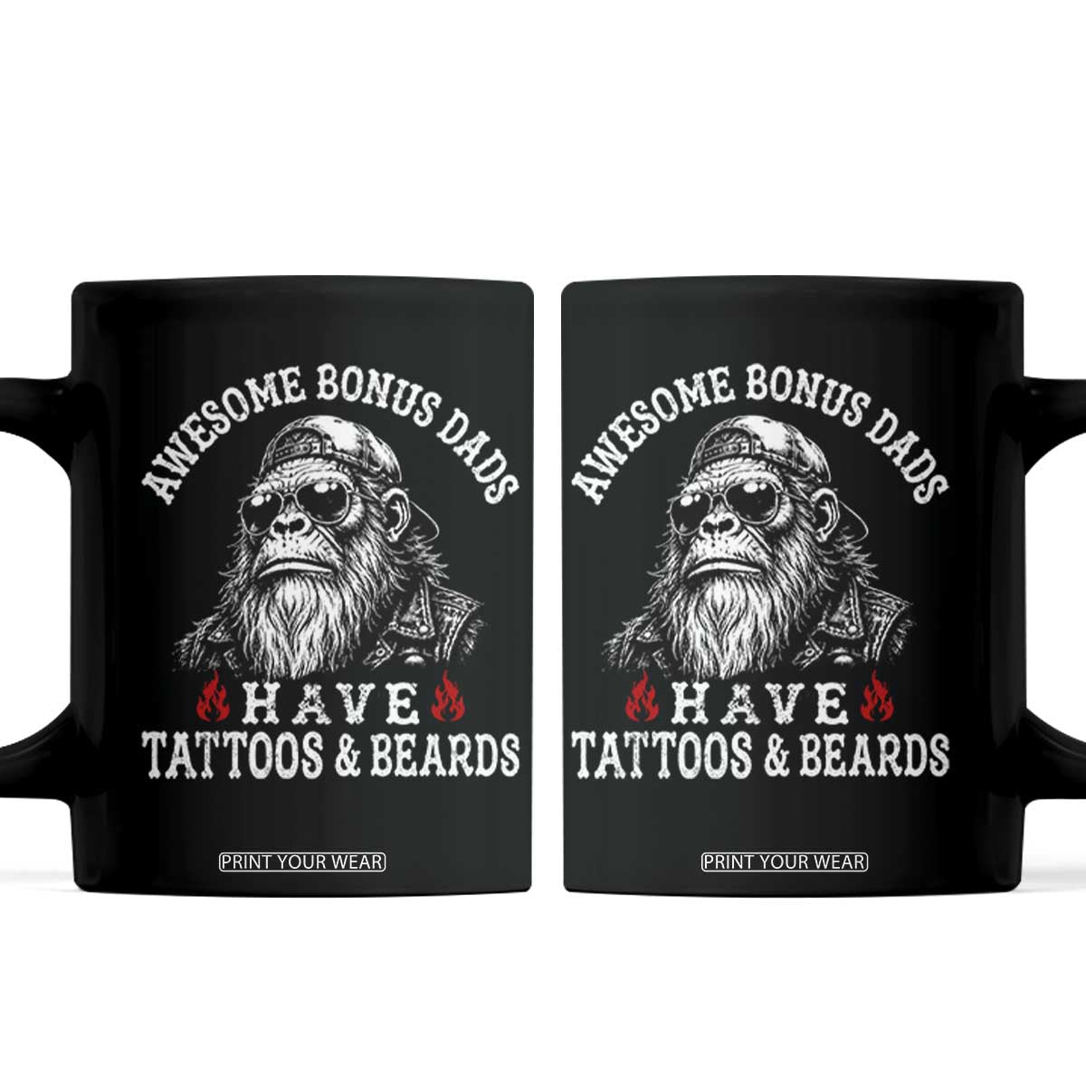Funny Bigfoot Stepdad Coffee Mug Awesome Bonus Dads Have Tattoos And Beards