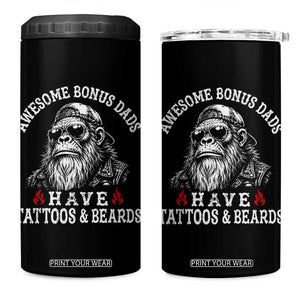 Funny Bigfoot Stepdad 4 in 1 Can Cooler Tumbler Awesome Bonus Dads Have Tattoos And Beards TS10 One Size: 16 oz Black Print Your Wear