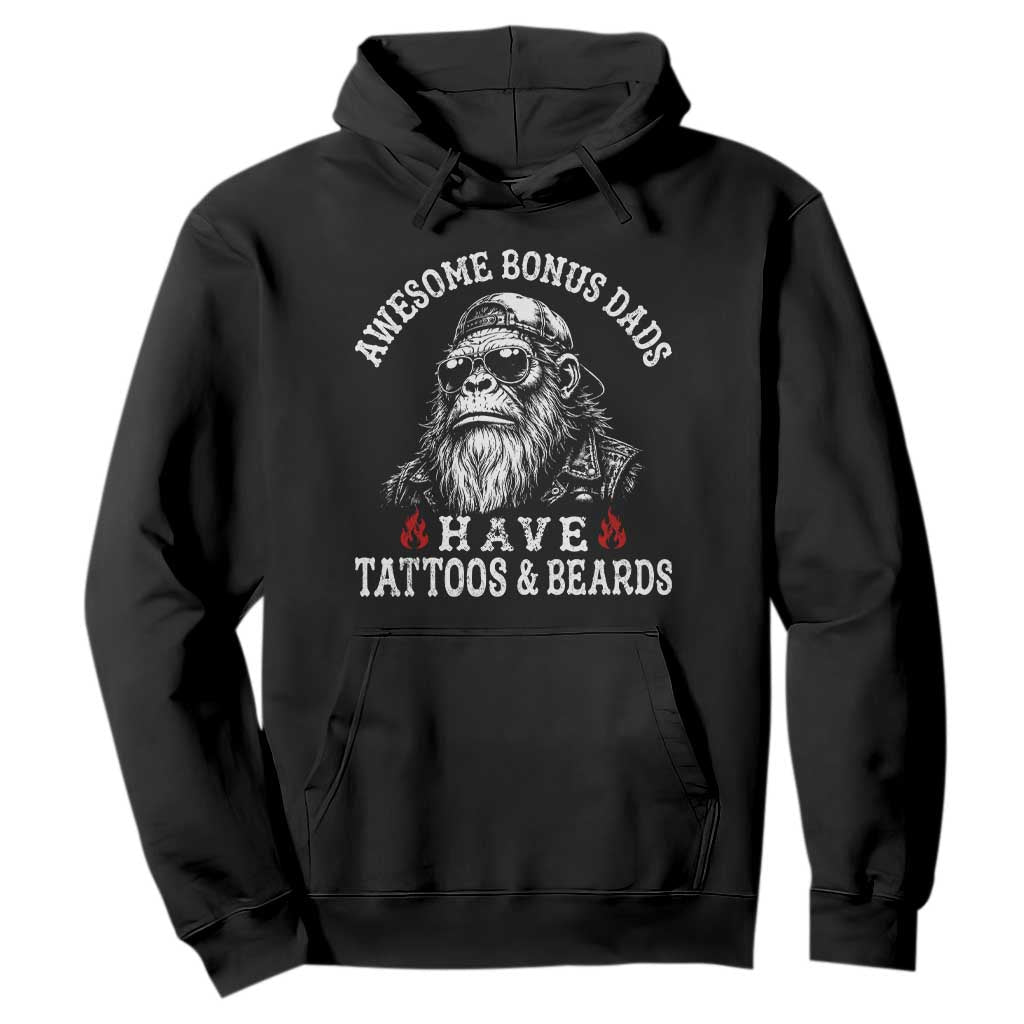 Funny Bigfoot Stepdad Hoodie Awesome Bonus Dads Have Tattoos And Beards TS10 Black Print Your Wear