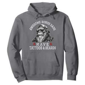 Funny Bigfoot Stepdad Hoodie Awesome Bonus Dads Have Tattoos And Beards TS10 Charcoal Print Your Wear