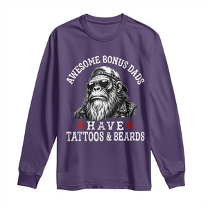 Funny Bigfoot Stepdad Long Sleeve Shirt Awesome Bonus Dads Have Tattoos And Beards TS10 Purple Print Your Wear