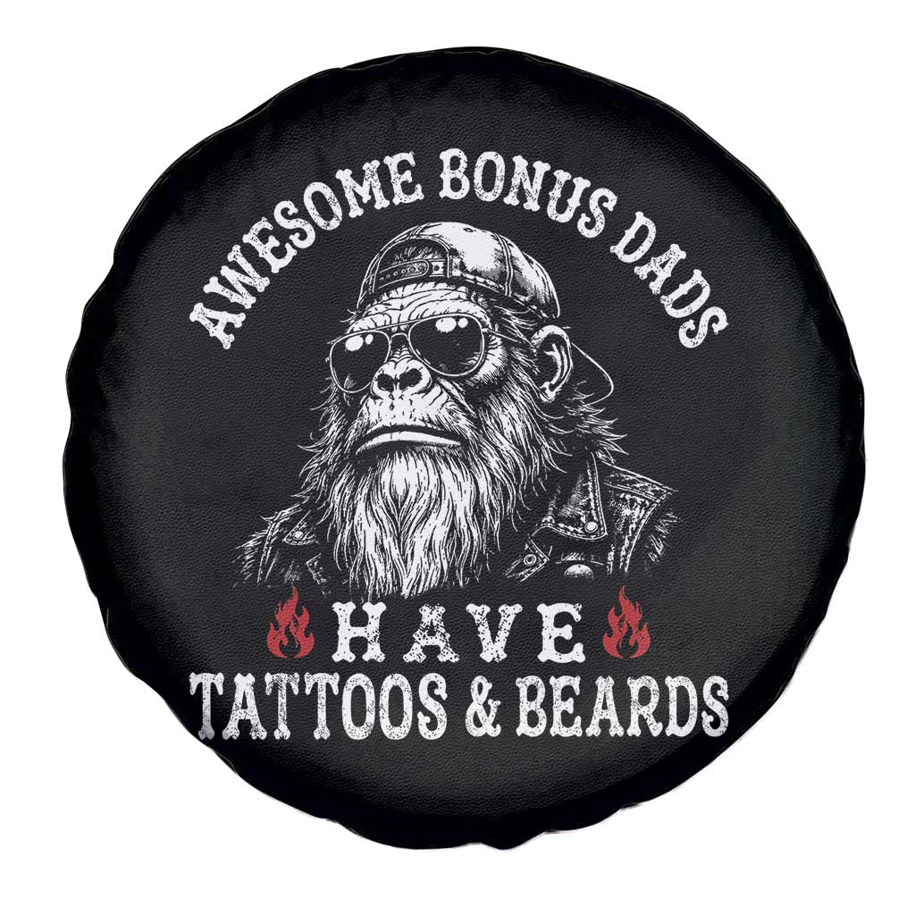 Funny Bigfoot Stepdad Spare Tire Cover Awesome Bonus Dads Have Tattoos And Beards TS10 Print Your Wear