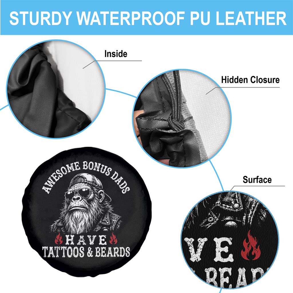 Funny Bigfoot Stepdad Spare Tire Cover Awesome Bonus Dads Have Tattoos And Beards TS10 Print Your Wear