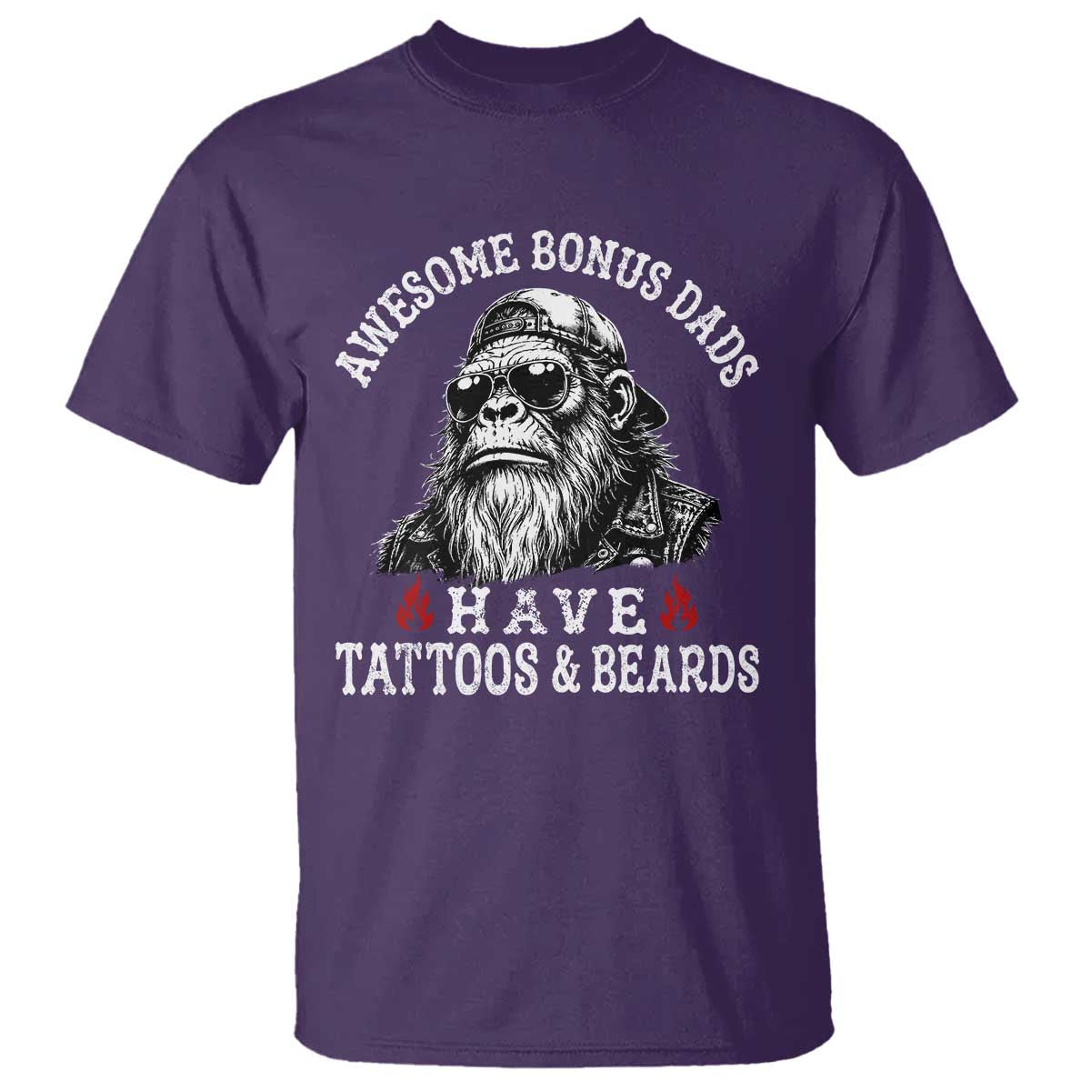 Funny Bigfoot Stepdad T Shirt Awesome Bonus Dads Have Tattoos And Beards TS10 Purple Print Your Wear