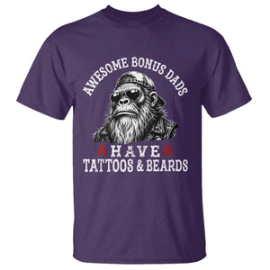 Funny Bigfoot Stepdad T Shirt Awesome Bonus Dads Have Tattoos And Beards TS10 Purple Print Your Wear