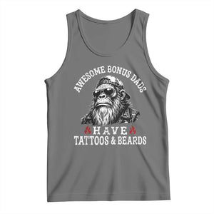 Funny Bigfoot Stepdad Tank Top Awesome Bonus Dads Have Tattoos And Beards TS10 Black Heather Print Your Wear
