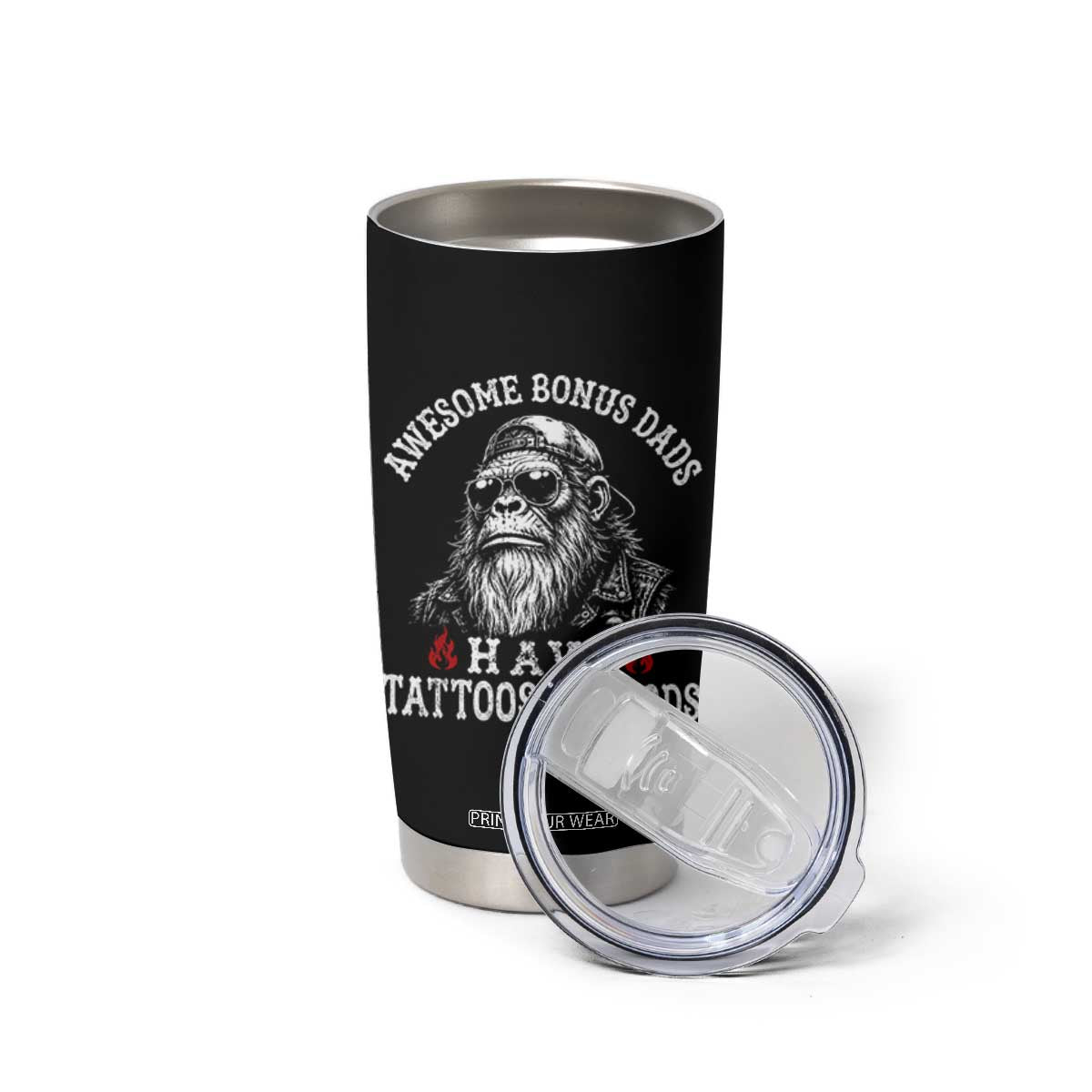 Funny Bigfoot Stepdad Tumbler Cup Awesome Bonus Dads Have Tattoos And Beards TS10 Print Your Wear