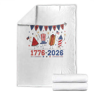 250th Anniversary USA Throw Blanket Patriotic Watermelon Hotdog Firework 250 Years American 1776 2026 250th 4th July