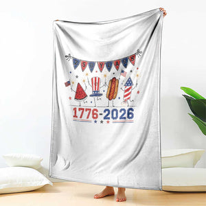 250th Anniversary USA Throw Blanket Patriotic Watermelon Hotdog Firework 250 Years American 1776 2026 250th 4th July