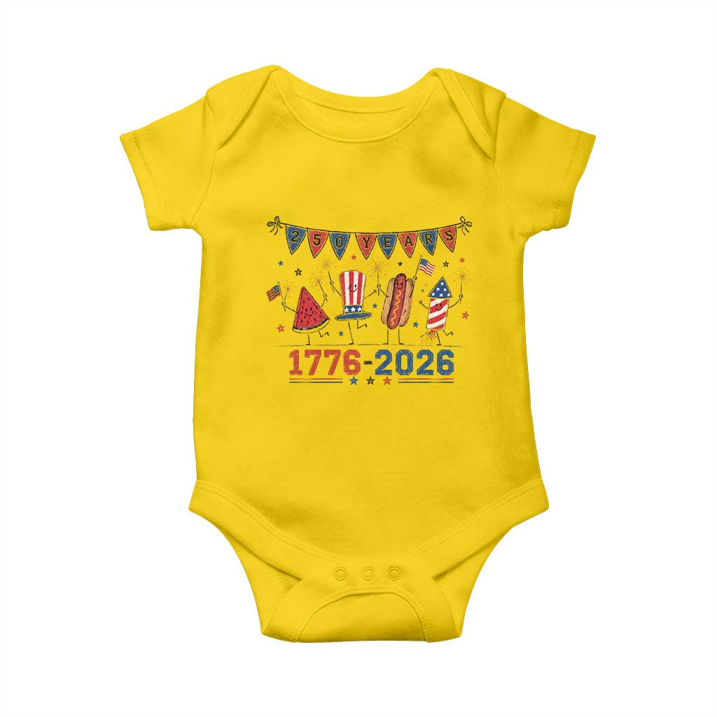250th Anniversary USA Baby Onesie Patriotic Watermelon Hotdog Firework 250 Years American 1776 2026 250th 4th July