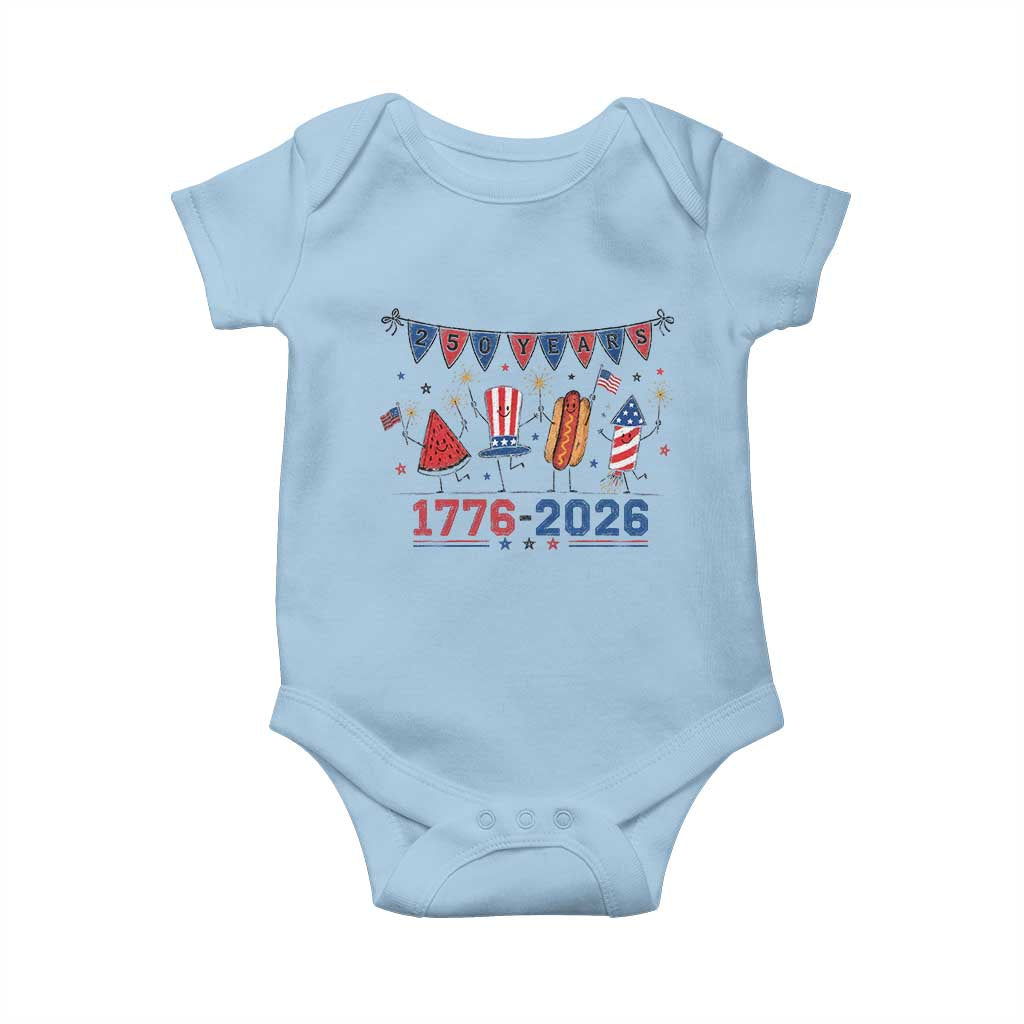 250th Anniversary USA Baby Onesie Patriotic Watermelon Hotdog Firework 250 Years American 1776 2026 250th 4th July