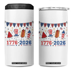 250th Anniversary USA 4 in 1 Can Cooler Tumbler Patriotic Watermelon Hotdog Firework 250 Years American 1776 2026 250th 4th July