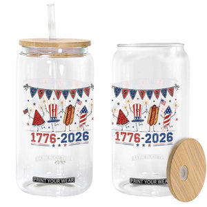 250th Anniversary USA Glass Can Patriotic Watermelon Hotdog Firework 250 Years American 1776 2026 250th 4th July