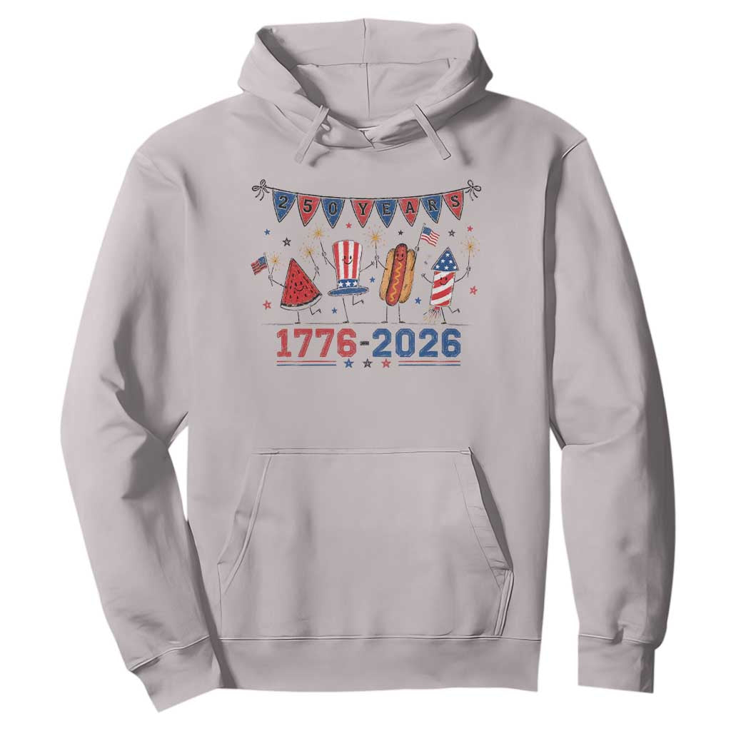 250th Anniversary USA Hoodie Patriotic Watermelon Hotdog Firework 250 Years American 1776 2026 250th 4th July