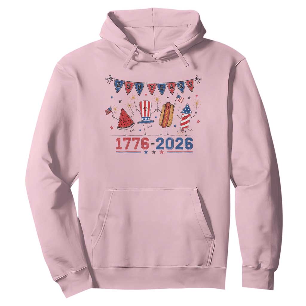 250th Anniversary USA Hoodie Patriotic Watermelon Hotdog Firework 250 Years American 1776 2026 250th 4th July