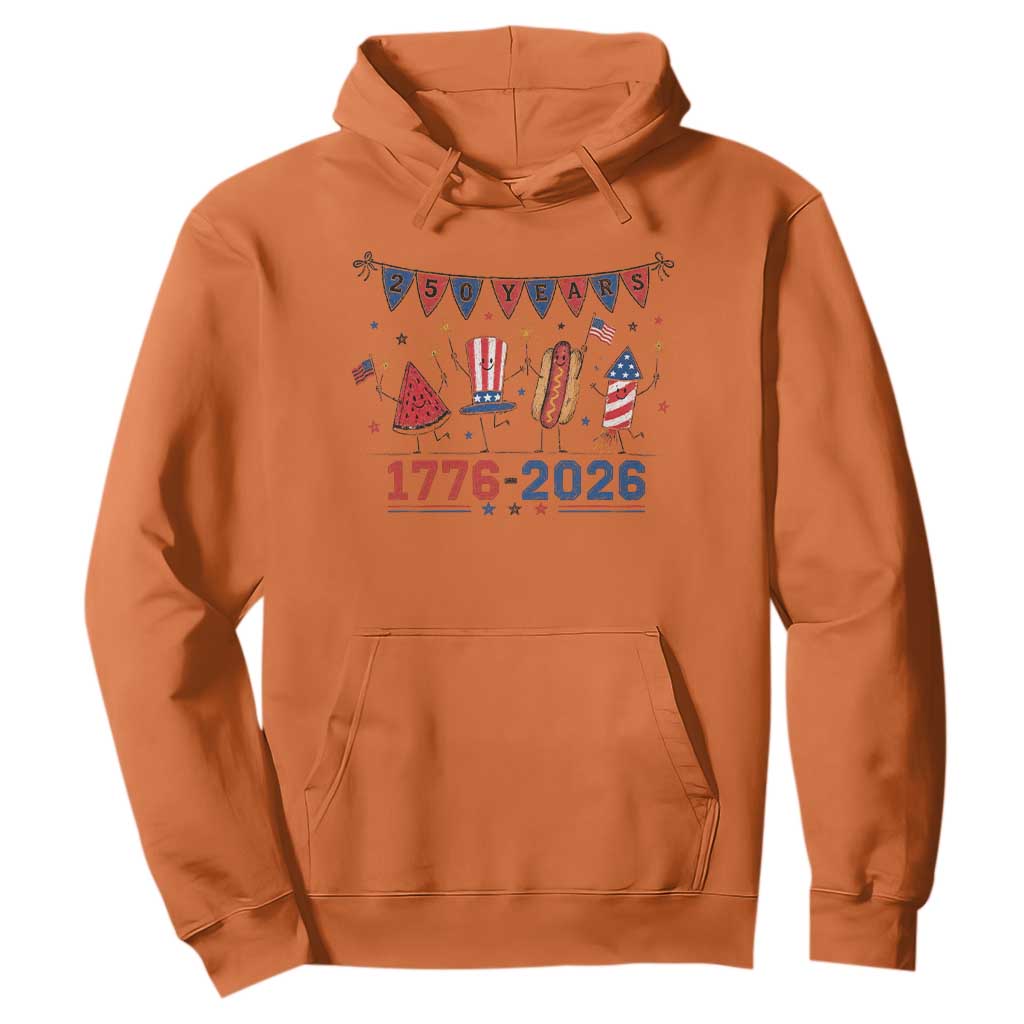 250th Anniversary USA Hoodie Patriotic Watermelon Hotdog Firework 250 Years American 1776 2026 250th 4th July